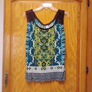 Pretty Bila beaded, sequin & crochet sleeveless top size small NWT